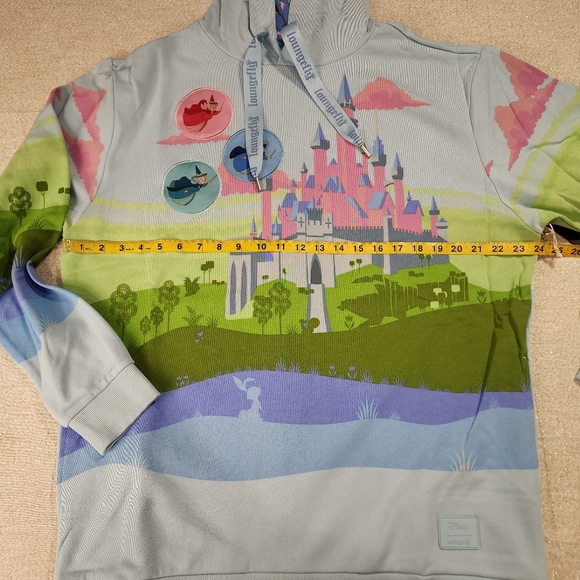Loungefly Disney Sleeping Beauty Castle Three Good Fairies Unisex Hoodie L NEW - Picture 10 of 14